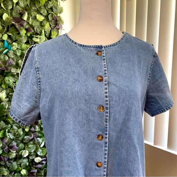 Noracora NWT Denim Jean mini Dress Button up front| Split Sleeves Size XL - Picture 2 of 11